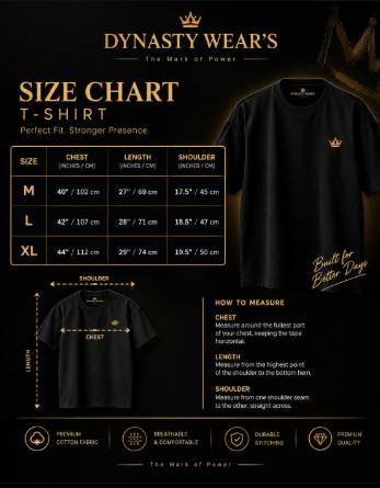 Dynasty Wears T-Shirt Size Chart